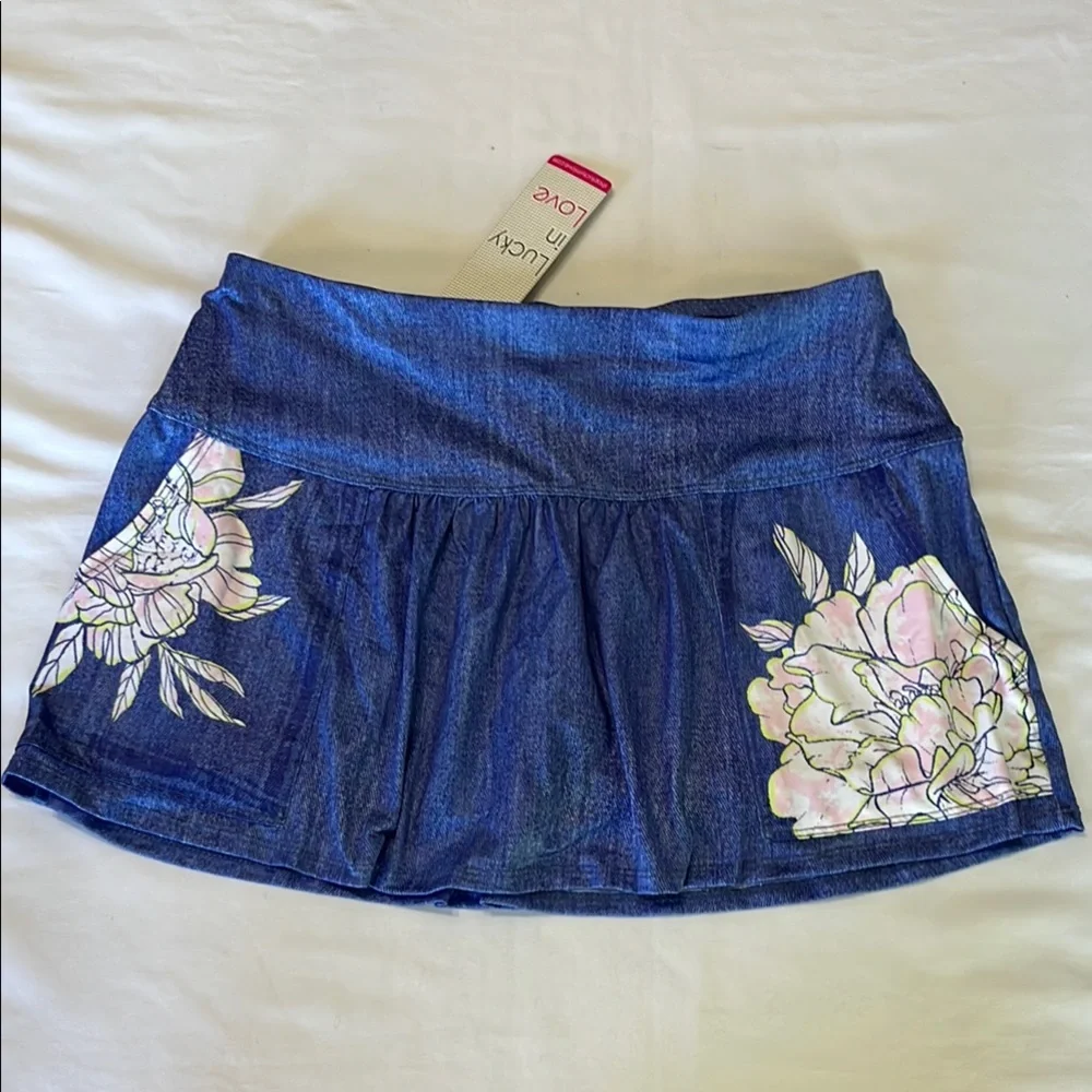 Lucky in Love Rosy Denim Pocket Skort NWT - Picture 4 of 11
